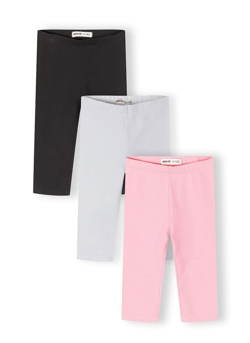مينوتي Girls 3-pack capri leggings pink navy white 3m-7y